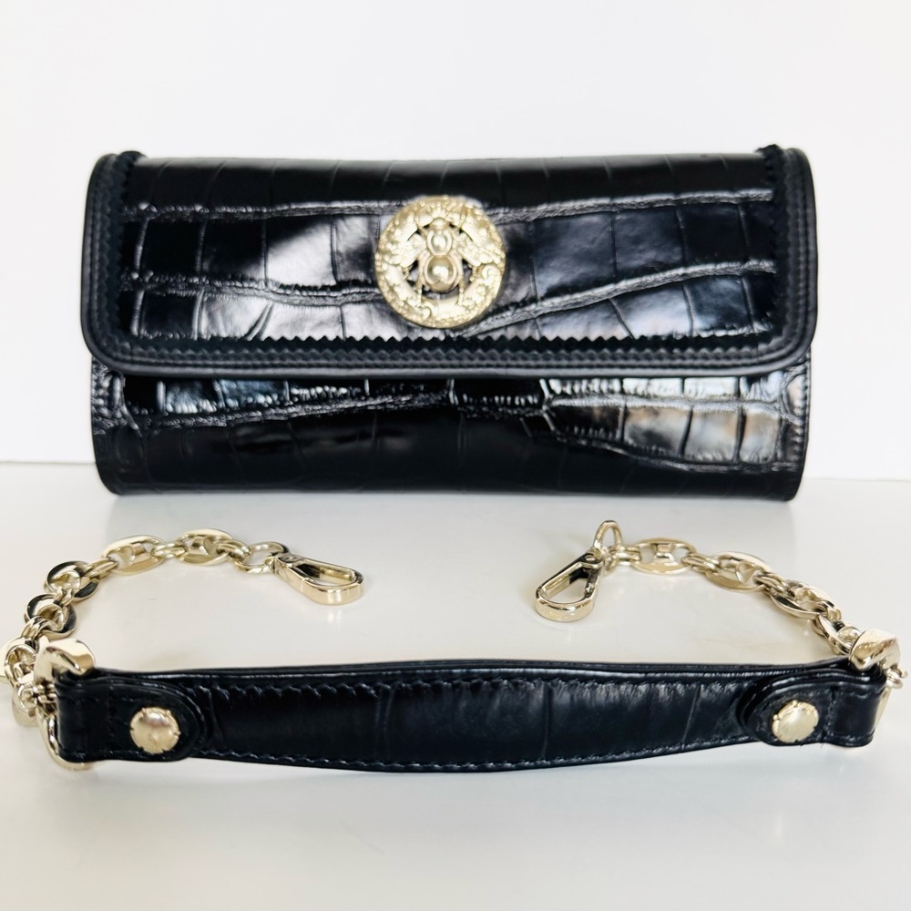 Shoulder Clutch Abigail Riggs ‘Miss Bouvier’ Black Embossed Leather - Picture 3 of 16